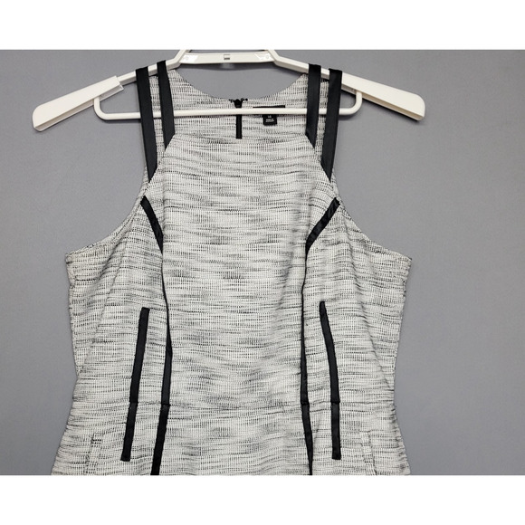I Love Ronson Sheath Dress Womens 14 Tweed Linen Blend Black White Halter - Picture 3 of 12